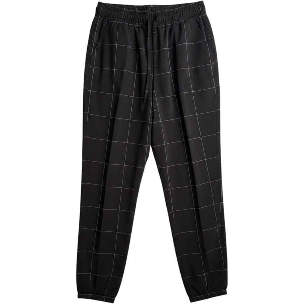 Albion Women Windowpane Plaid Jogger Pants S Black White Office Career Wear